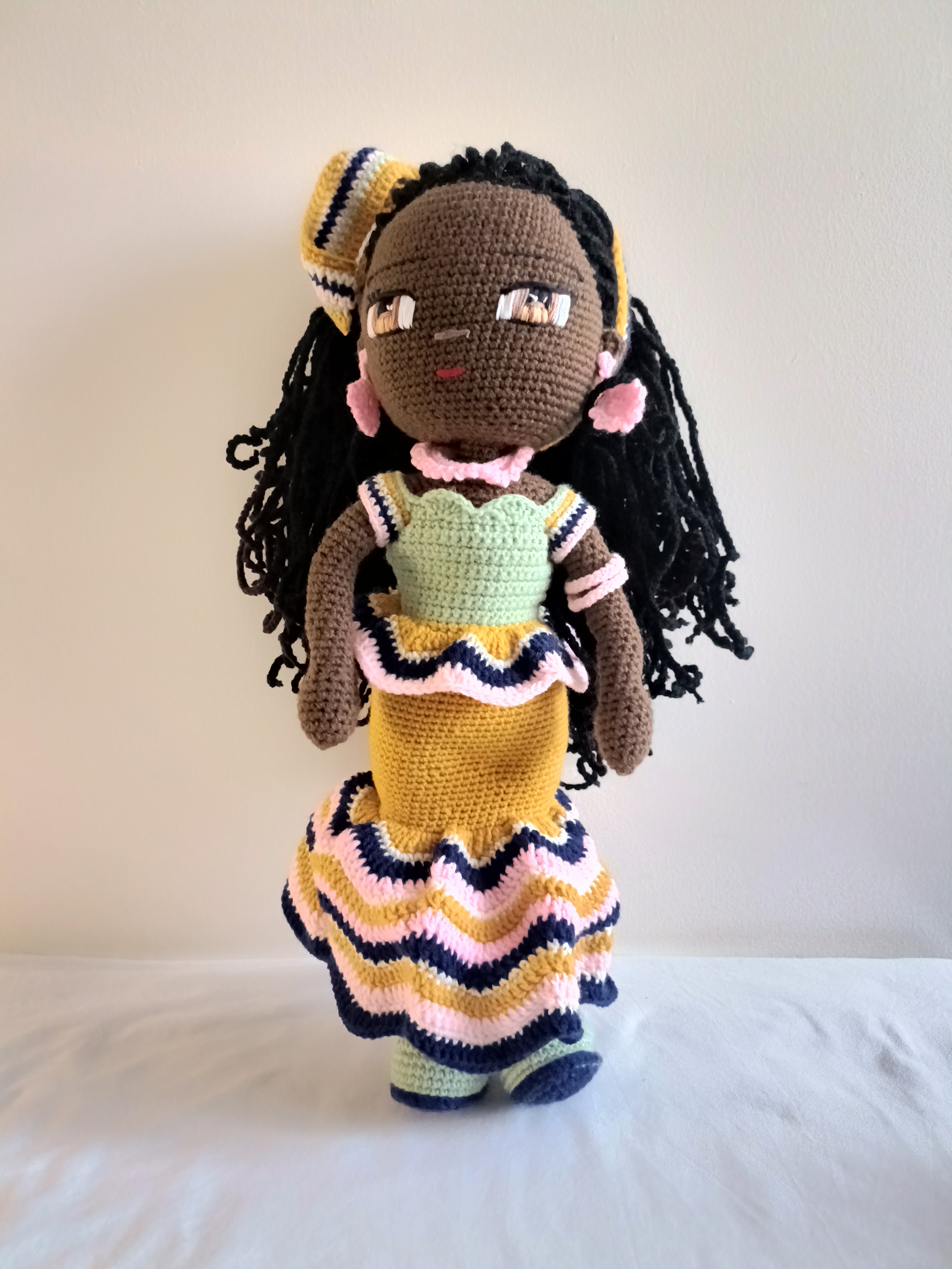 Handcrafted African Fashionista Crochet Doll #3