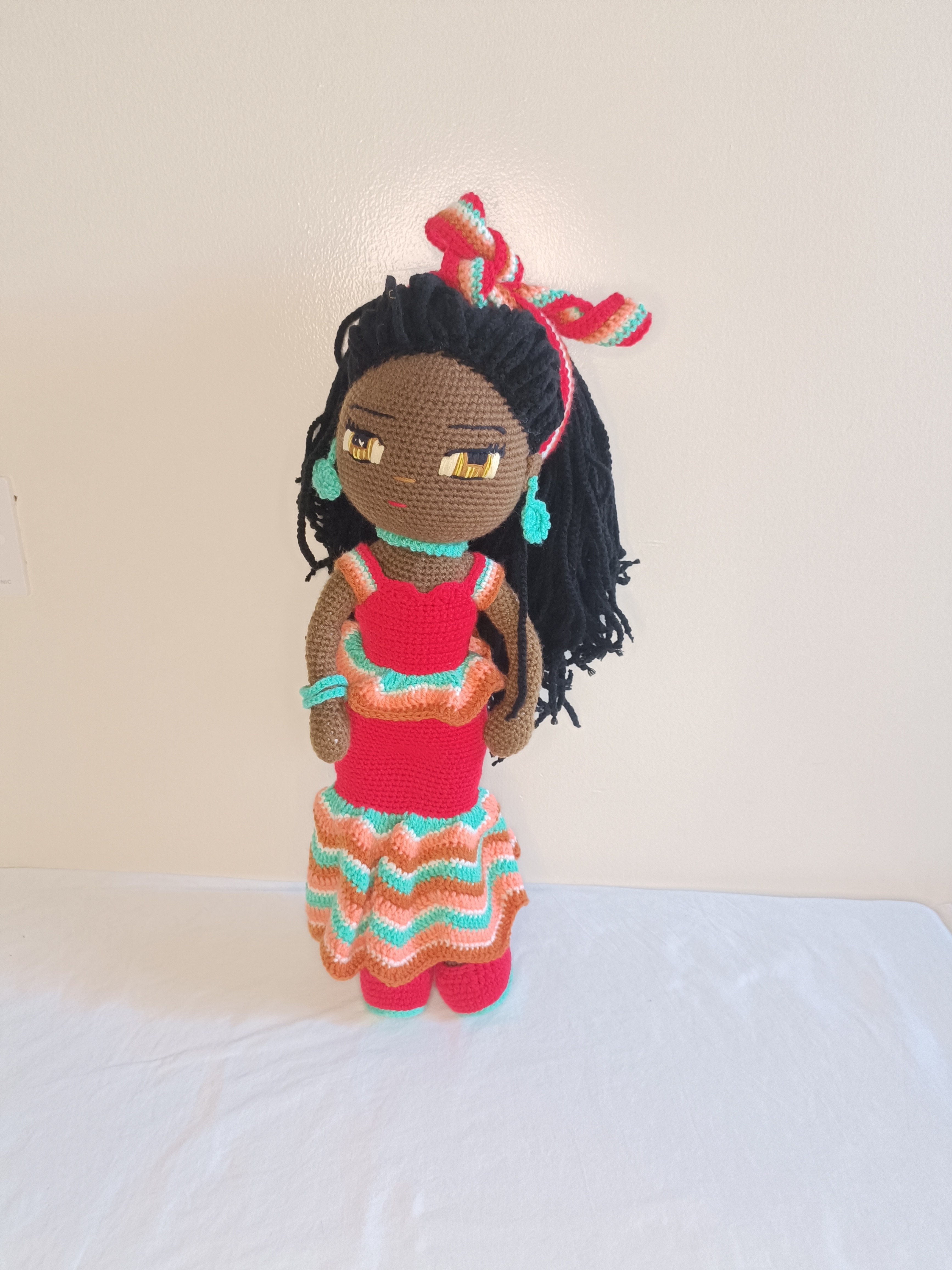 Handcrafted African Fashionista Crochet Doll #2